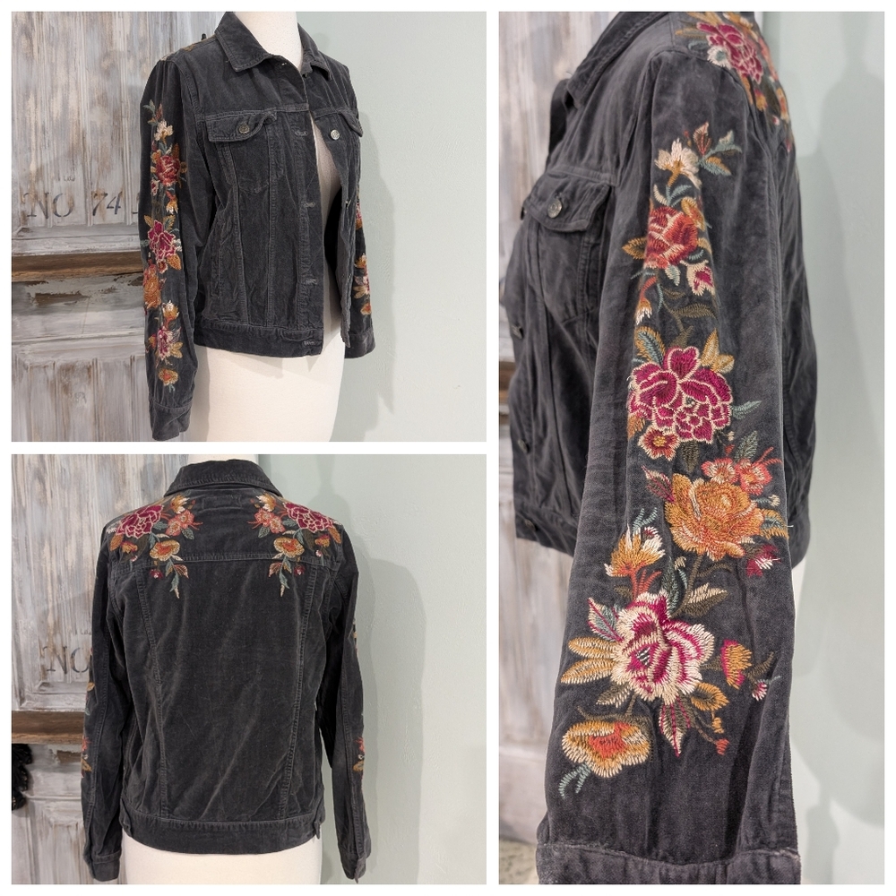Johnny Was Workshop Sterling Velveteen embroidered jacket